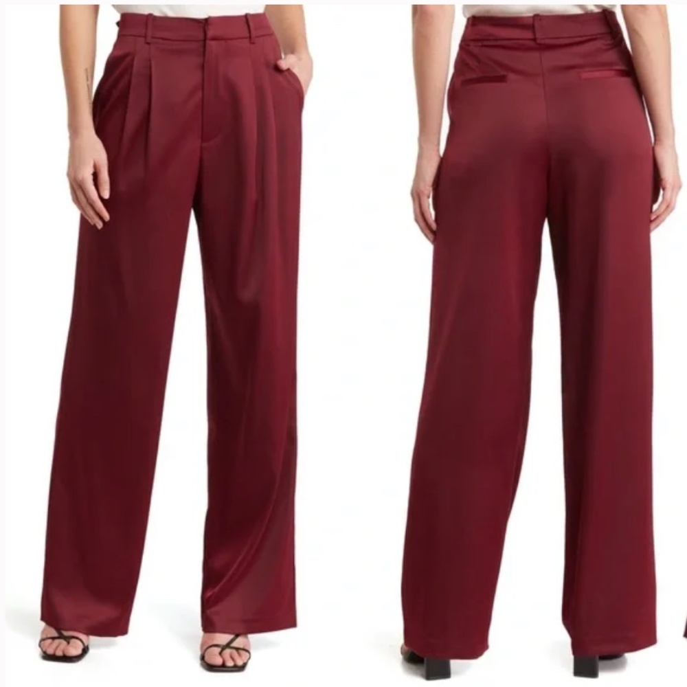 Wayf Burgundy Red Satin Pants (NWT)